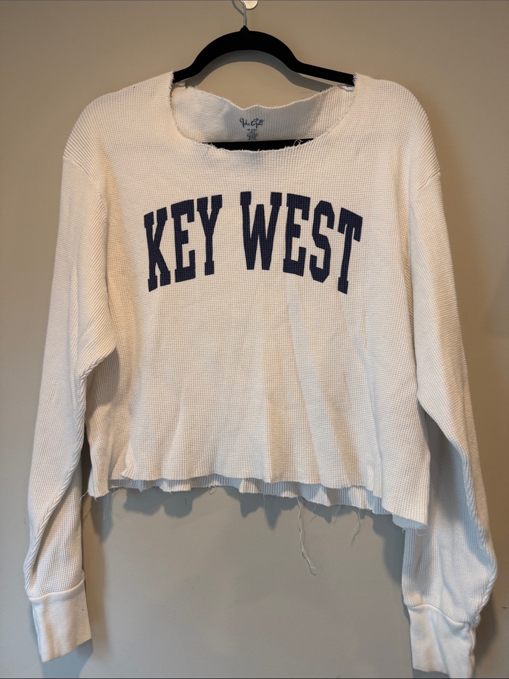 Brandy Melville White 'Key West' Waffle Knit Crew Sweater